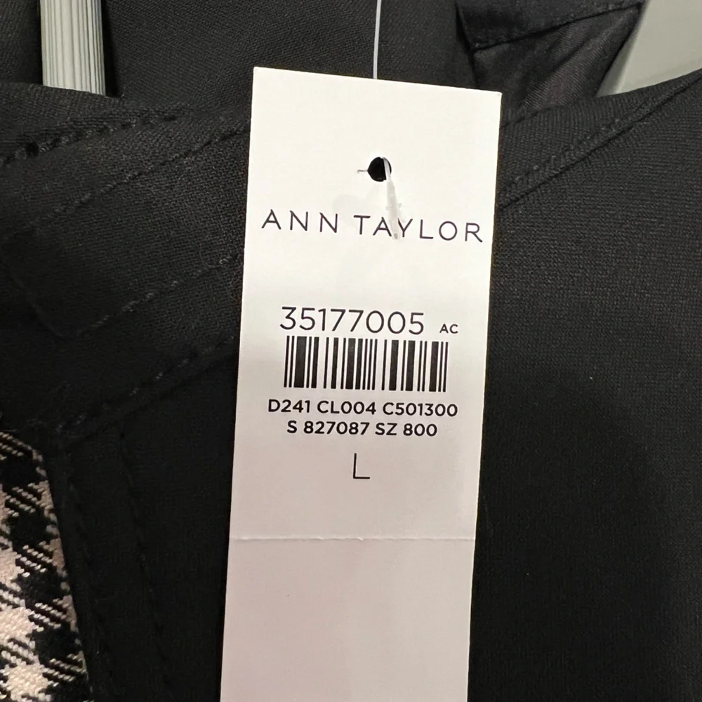 NWT Ann Taylor Twill Plaid Trench Coat Size L - Picture 6 of 7